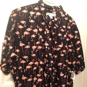 Old Navy Flamingo Hawaiian button down